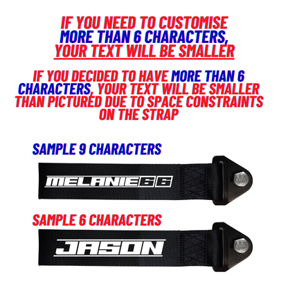 Custom Black Tow Strap with Reflective Suzuka Font