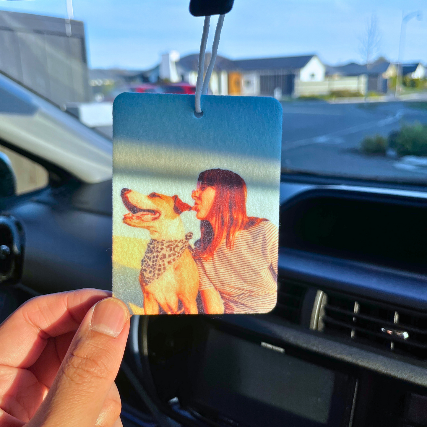 Custom car air freshener with personalised photo