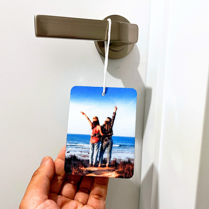 Car air freshener with custom photo for gift idea