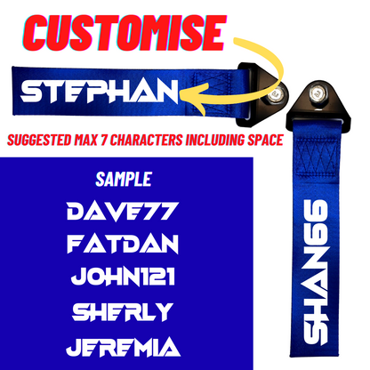 Reflective Custom Blue Tow Strap